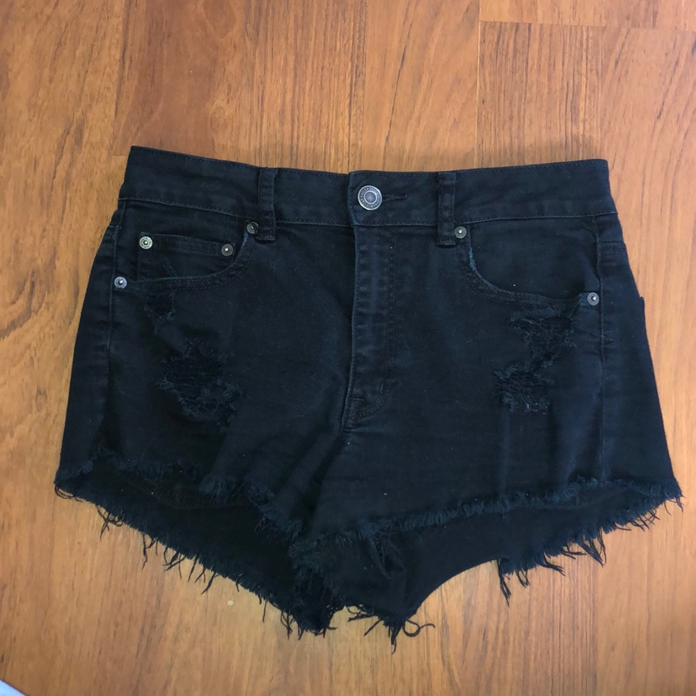 American Eagle Denim High-Waisted Black Shorts